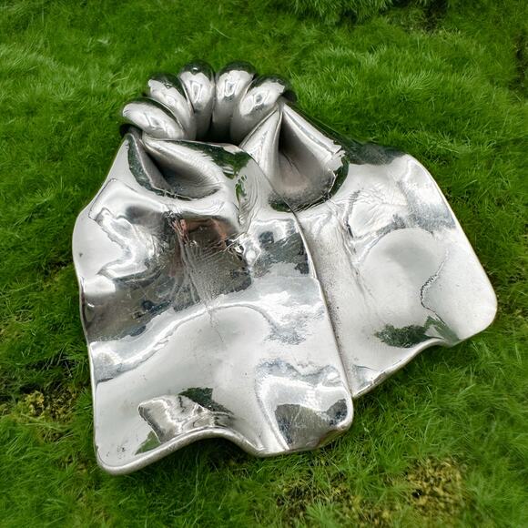 1940s H. Pomerantz Huge Epic Silver Tone Modernist Brooch MCM Biomorphic Bow - Picture 3 of 13